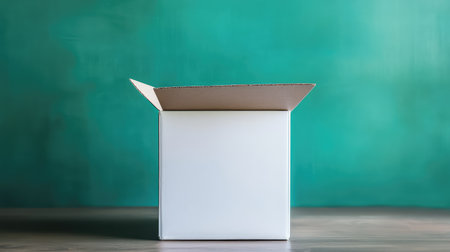 Empty product box with clean background and ample space for e-commerce copy, branding, or promotional textの素材