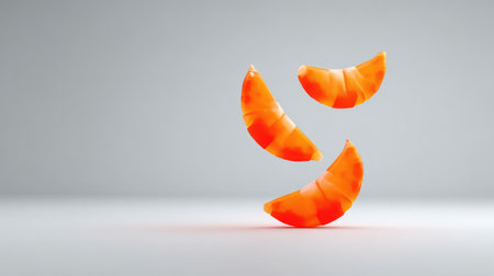 Minimalist style presentation of shrimp tails isolated on plain light surface with open spaceの素材