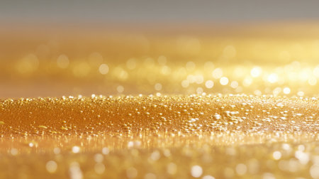 A captivating image of shimmering golden waves with sparkling bokeh, creating a tranquil and dreamy atmosphere perfect for backgrounds or artistic projects.の素材