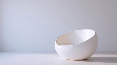 This image features a modern round chair designed in a minimalist style, perfect for contemporary interiors. The clean lines and soft curves invite tranquility and simplicity.の素材