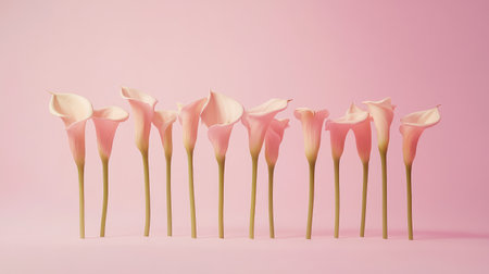 Elegant calla lilies standing tall with natural light and gentle focus, sophisticated floral backgroundの素材