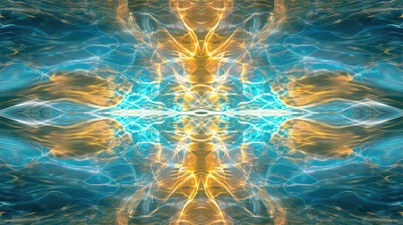 Abstract pattern of light reflecting on gentle water waves, calm and flowing background texture with spaceの素材