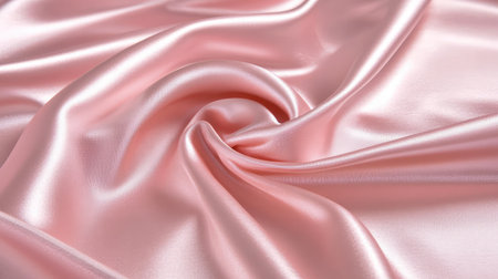 Blush pink satin fabric background with elegant shine and curves, ideal for luxurious product backdropの素材
