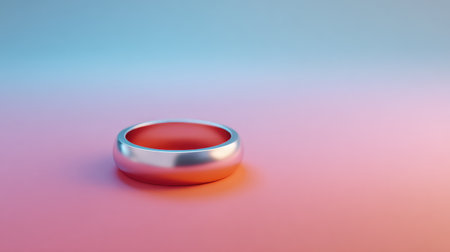 A stunning silver ring rests on a soft gradient background of pink and blue, showcasing its elegance and minimalistic design, ideal for fashion and jewelry themes.の素材