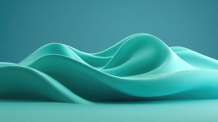 Soft turquoise waves flow gently across a calm surface, creating a serene and minimalistic ambiance. Ideal for backgrounds, creative projects, or artistic inspiration.の素材