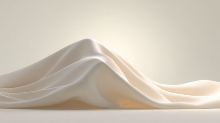 This image features a smooth, flowing fabric that creates gentle curves, illuminated by soft natural light. Ideal for minimalist and artistic visual projects.の素材