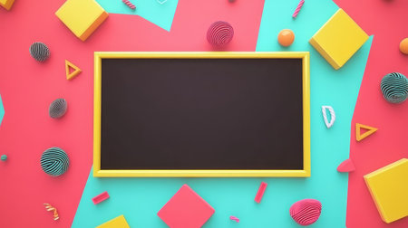 A blank digital screen surrounded by abstract geometric patterns, symbolizing the potential for futuristic ideas with room for textの素材