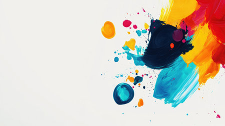 Abstract spirals of color floating freely against a white background, representing imaginative thoughts and creativity, with space for textの素材