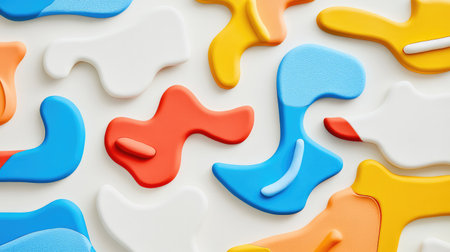 Abstract shapes and patterns made from colorful clay pieces on a light surface, symbolizing creativity and fresh ideas with open space for copyの素材