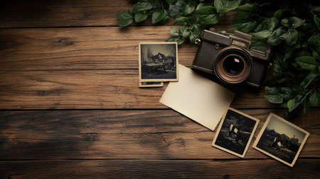 A collection of old photographs with a blank space for a personal memory, evoking nostalgia and the feeling of missing the pastの素材