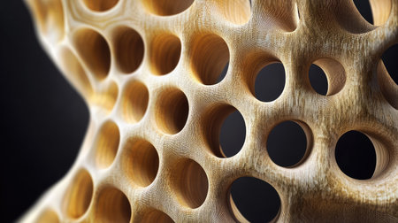 Abstract D render of gold honeycomb structure with soft shadows. Futuristic luxury texture with room for design.の素材