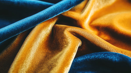 Abstract folds of a velvet evening gown under soft lighting, detailed fabric texture and fashion feel.の素材