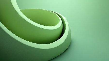 This image features abstract green curved shapes over a soft gradient background, showcasing modern design aesthetics and fluidity, perfect for creative projects.の素材