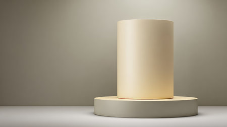 A minimalist podium illuminated softly, ideal for showcasing products in a modern interior space. This scene emphasizes elegance and contemporary design elements.の素材