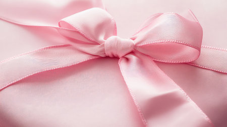 Pastel pink fabric background with ribbon texture, sweet gift feel and clean copy spaceの素材