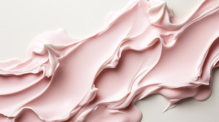 Abstract melted chocolate and strawberry swirl design with creamy textures and copy spaceの素材