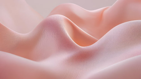 Abstract pink wave lines over soft gradient background, dynamic composition and spacious centerの素材
