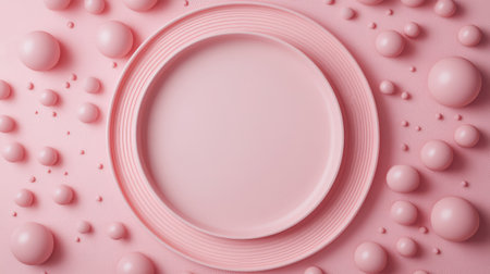 Abstract pastel pink layered shapes with subtle curves and central copy spaceの素材