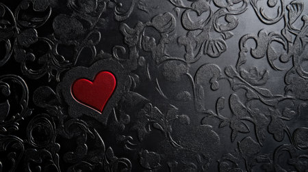 Close-up texture of embossed hearts on velvet background with elegant romantic feelの素材