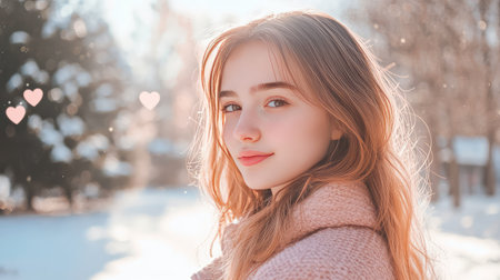 Delicate pink gradient light softly glowing in the background with heart-shaped bokeh, leaving central space for text or designの素材