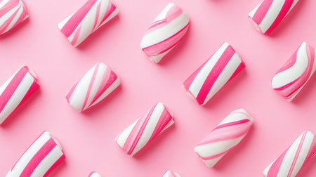 Faint pink candy stripe pattern on pastel background with vintage sweetshop vibe and large copy spaceの素材