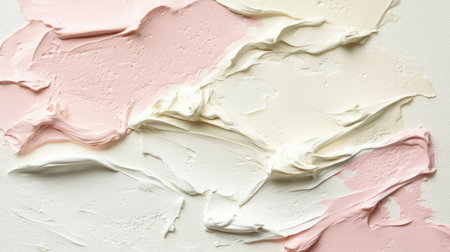 Melted pastel chocolate background in soft pink and cream tones, smooth texture and copy spaceの素材