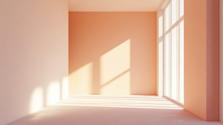Soft-focus light background in gentle peach and white hues, creating a tranquil space with ample room for text or designの素材