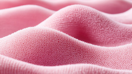 Pink mesh fabric texture background with soft folds and minimalist compositionの素材