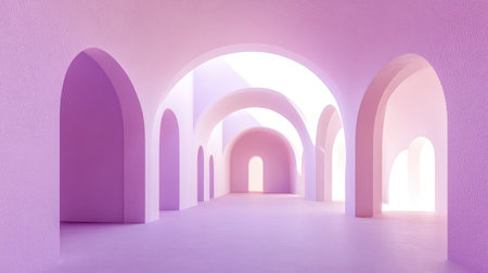 Soft lavender light glowing on a smooth surface with a subtle gradient effect and central open spaceの素材