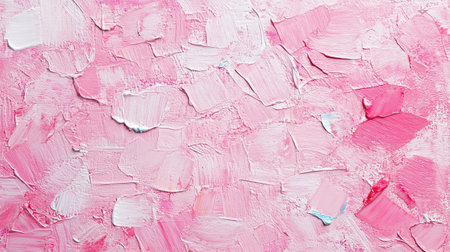 Pink pastel canvas texture background with handmade paint brush strokes and copy space in the middleの素材