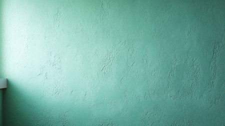 A smooth mint green wall surface showcases a subtle texture enhanced by gentle shadows, perfect for various design or artistic projects needing a refreshing backdrop.の素材
