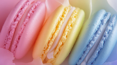 Soft pastel ombre background inspired by sweet desserts like macarons and icing, smooth fade and space for designの素材