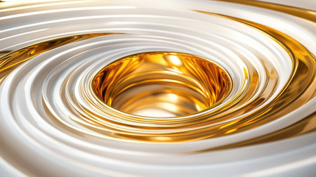 Abstract golden circle motif on white ceramic texture with elegant light and composition room for copy spaceの素材