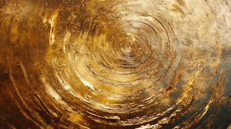 Artistic metallic ripple texture in gold with radial shadows and fine light transitions giving luxurious depthの素材