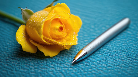 A close-up of a pen and notebook on a clean surface, symbolizing the starting point for new business ideas, with plenty of space for copyの素材