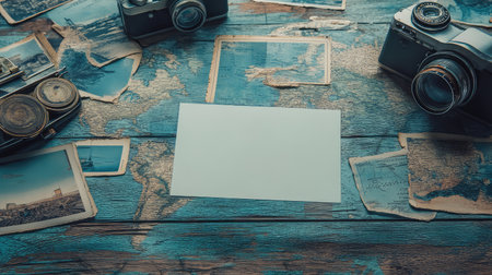 A collection of old photographs with a blank space for a personal memory, evoking nostalgia and the feeling of missing the pastの素材