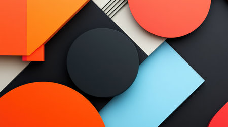 A close-up of abstract geometric shapes, symbolizing the creativity and evolution of modern ideas, with space for messagingの素材