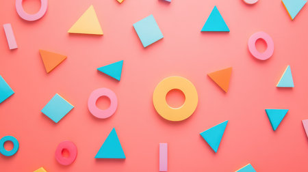A smooth, blank surface with scattered colorful geometric shapes, symbolizing fresh ideas and endless possibilities, with room for textの素材