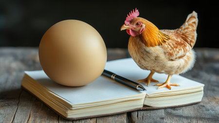 A sleek tablet on a wooden desk with an empty notebook and pen, symbolizing the process of business idea development with room for textの素材