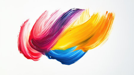 Blurred brush strokes and vibrant colors on a white canvas, showcasing the flow of creativity with plenty of space for inspirational copyの素材