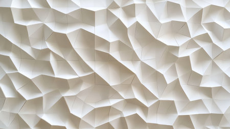 Background of golden triangle shapes forming a dynamic D pattern. Geometric elegance with empty space.の素材