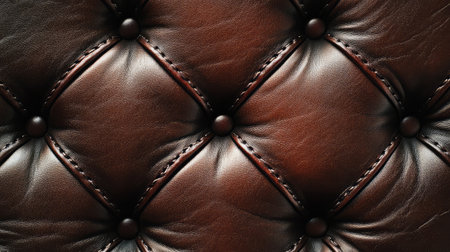 Deep burgundy leather texture with fine stitching detail and dramatic contrast light for upscale feel and copy spaceの素材