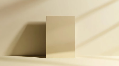 Elegant minimalist panel with champagne metallic frame on creamy backdrop, creating symmetry and copy spaceの素材