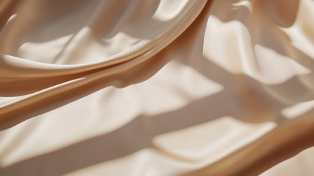 Golden silk fabric background with subtle creases and shadows. Smooth and luxurious texture with room for branding.の素材