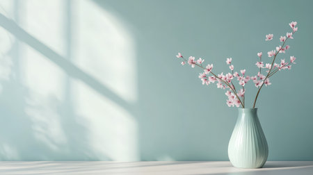 Minimalistic design with soft pastel shapes floating on a light surface, offering a serene yet creative background with ample room for textの素材