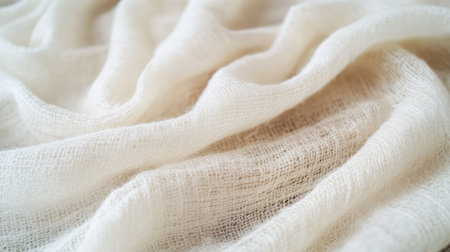 Pearl white silk folds with soft shimmer and depth, presenting an expensive, minimal background with spaceの素材
