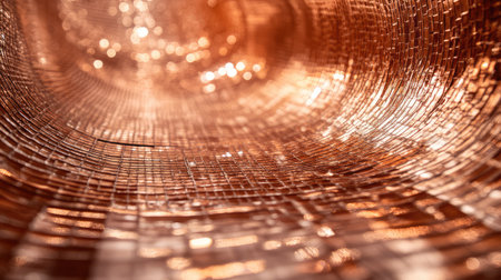 Rose gold glitter surface with blurred foreground creating a rich, luxurious look and open composition for copy spaceの素材