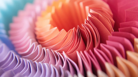 Soft pastel-colored paper folded into intricate shapes, symbolizing the endless possibilities of the imagination with plenty of room for copyの素材