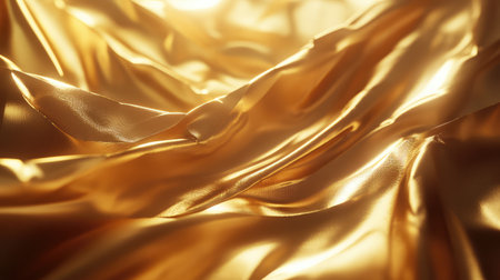 Rich golden texture of crumpled foil with highlights and fine detail. Reflective, abstract surface with copy space.の素材