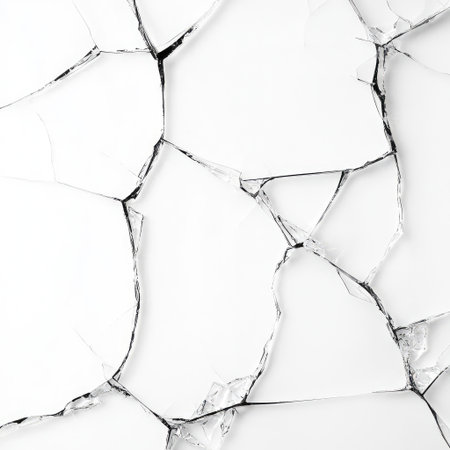 A close-up view of a cracked white surface showcasing intricate patterns and fine lines, perfect for use in artistic, design, or abstract applications.の素材